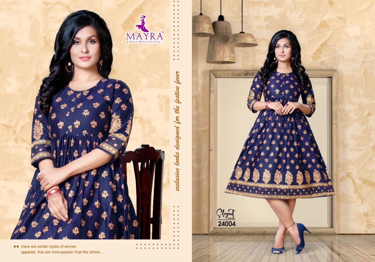 Mayra Skynet 5 Fancy Ethnic Wear Rayon Printed Anarakali Kurti Collection